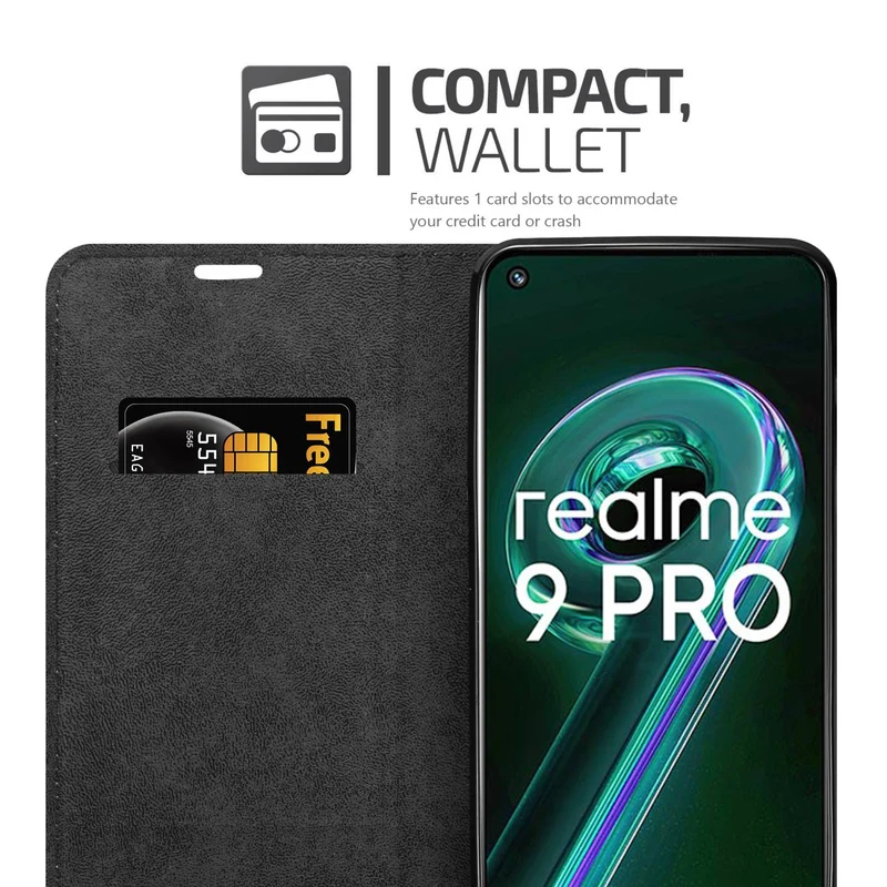Cadorabo Hülle kompatibel mit Realme 9 5G / 9 PRO / V25 / Q5 / OnePlus Nord CE 2 LITE 5G Schutzhülle mit Magnetverschluss, Standfunktion und Kartenfach