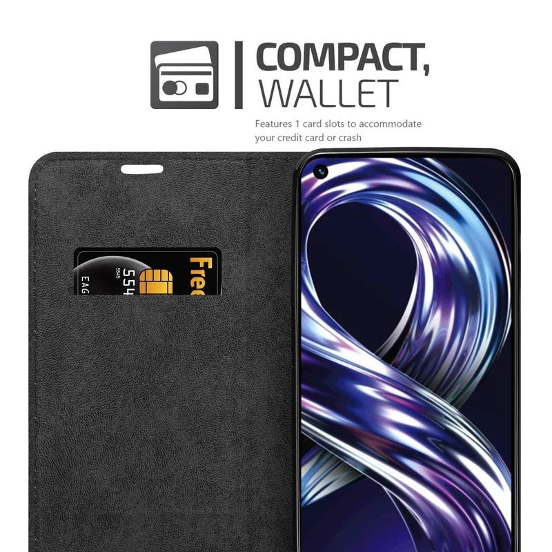 Cadorabo Hülle kompatibel mit Realme 8i / Narzo 50 4G Schutzhülle mit Magnetverschluss, Standfunktion und Kartenfach