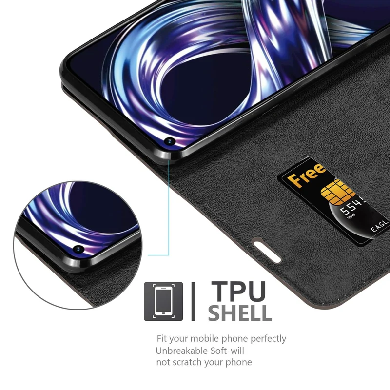 Cadorabo Hülle kompatibel mit Realme 8i / Narzo 50 4G Schutzhülle mit Magnetverschluss, Standfunktion und Kartenfach
