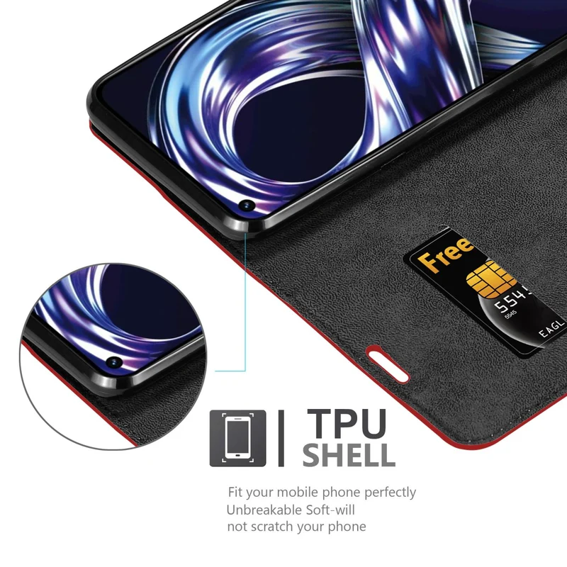 Cadorabo Hülle kompatibel mit Realme 8i / Narzo 50 4G Schutzhülle mit Magnetverschluss, Standfunktion und Kartenfach