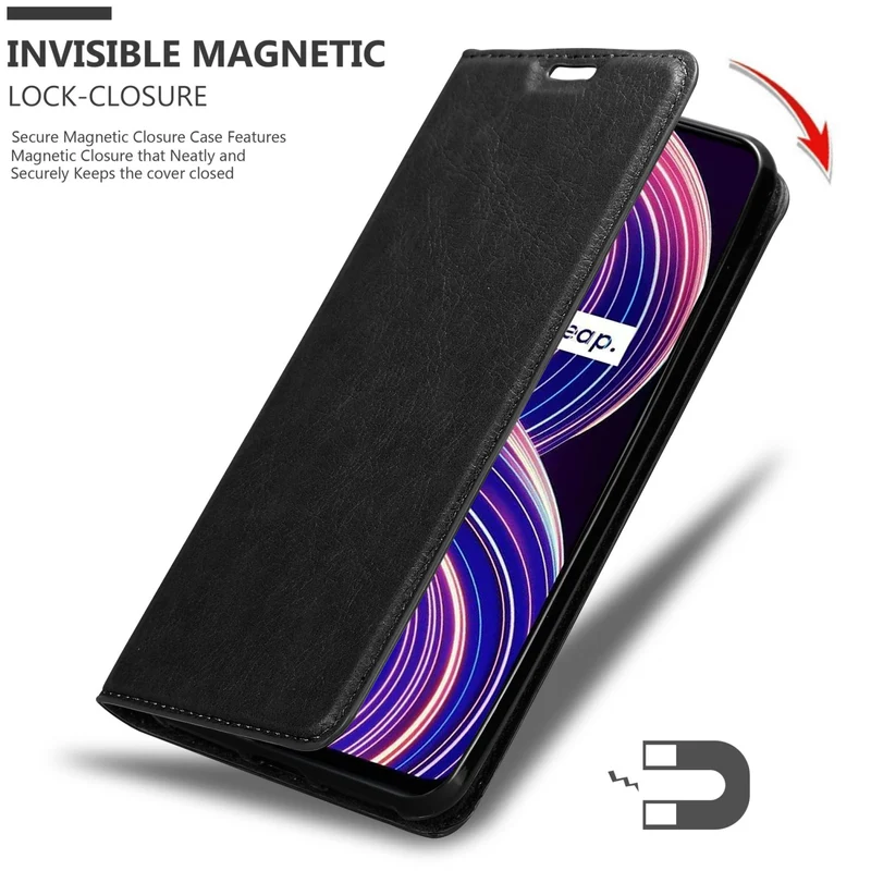 Cadorabo Hülle kompatibel mit Realme 8 5G / V13 / Q3 / Q3i / Narzo 30 5G Schutzhülle mit Magnetverschluss, Standfunktion und Kartenfach