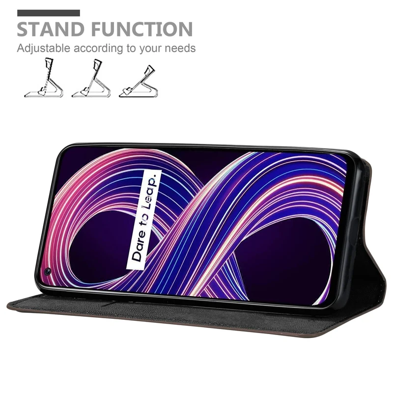 Cadorabo Hülle kompatibel mit Realme 8 5G / V13 / Q3 / Q3i / Narzo 30 5G Schutzhülle mit Magnetverschluss, Standfunktion und Kartenfach
