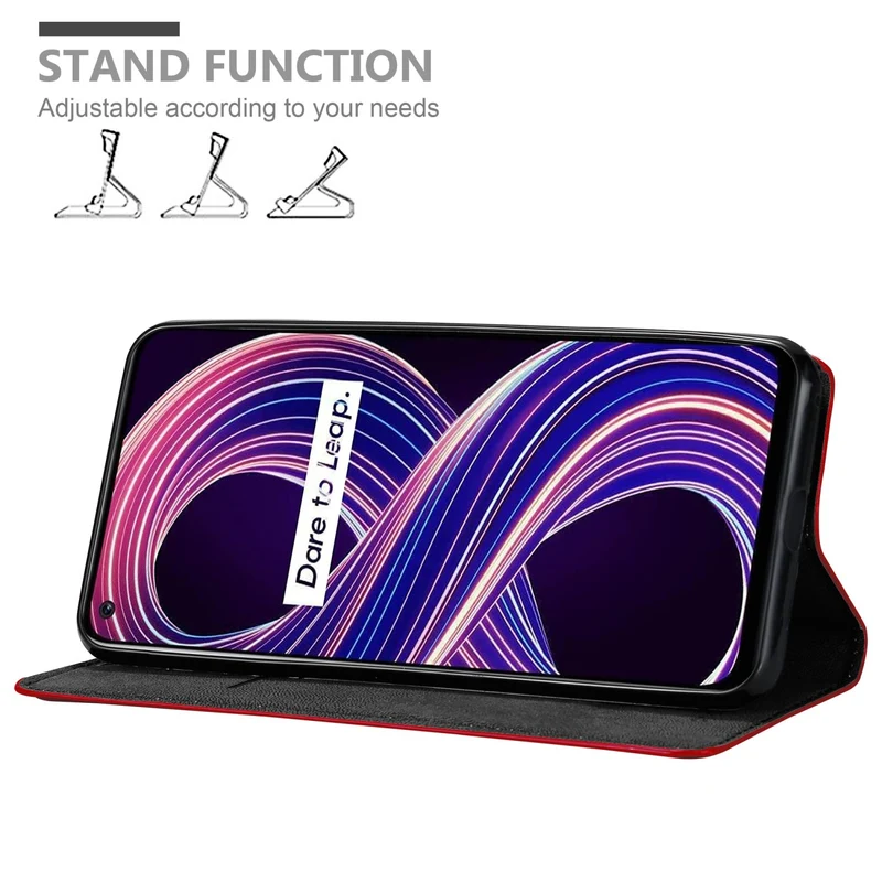 Cadorabo Hülle kompatibel mit Realme 8 5G / V13 / Q3 / Q3i / Narzo 30 5G Schutzhülle mit Magnetverschluss, Standfunktion und Kartenfach