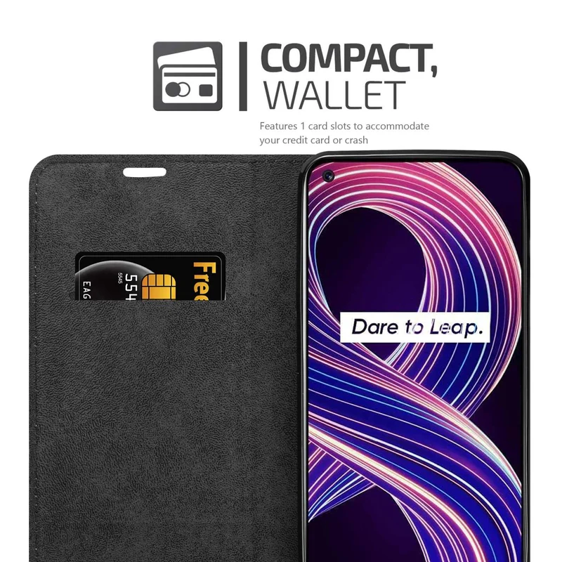 Cadorabo Hülle kompatibel mit Realme 8 5G / V13 / Q3 / Q3i / Narzo 30 5G Schutzhülle mit Magnetverschluss, Standfunktion und Kartenfach