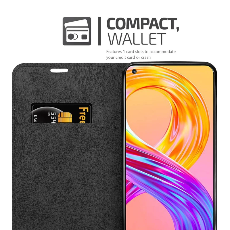 Cadorabo Hülle kompatibel mit Realme 8 4G / 8 PRO Schutzhülle mit Magnetverschluss, Standfunktion und Kartenfach