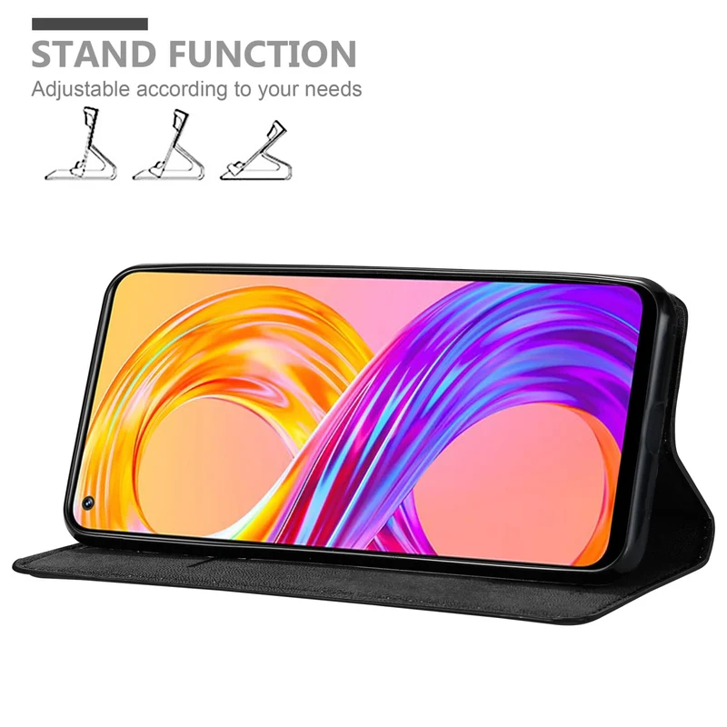 Cadorabo Hülle kompatibel mit Realme 8 4G / 8 PRO Schutzhülle mit Magnetverschluss, Standfunktion und Kartenfach