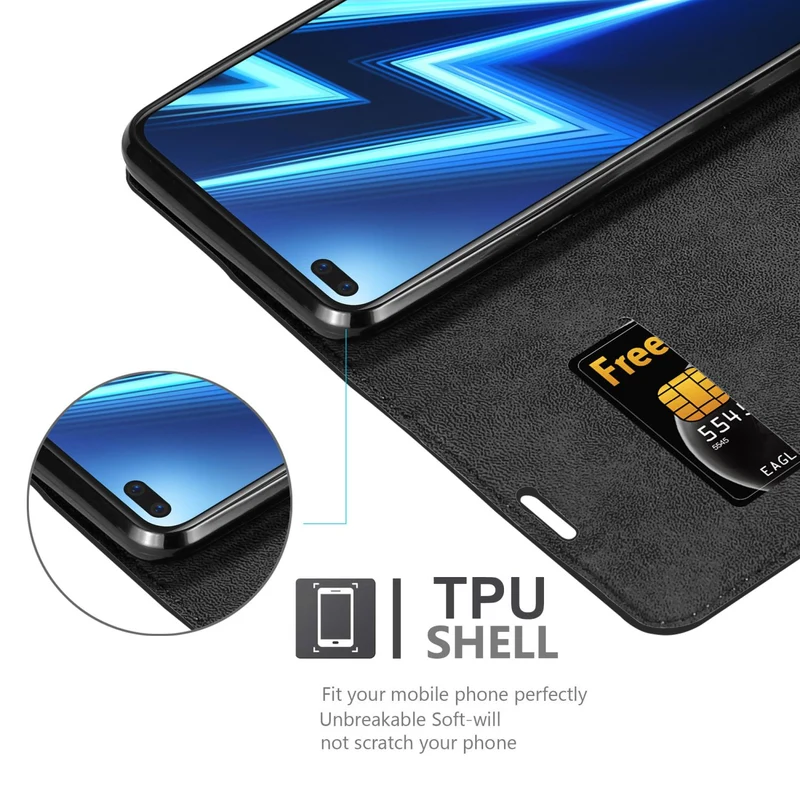 Cadorabo Hülle kompatibel mit Realme 6 PRO Schutzhülle mit Magnetverschluss, Standfunktion und Kartenfach