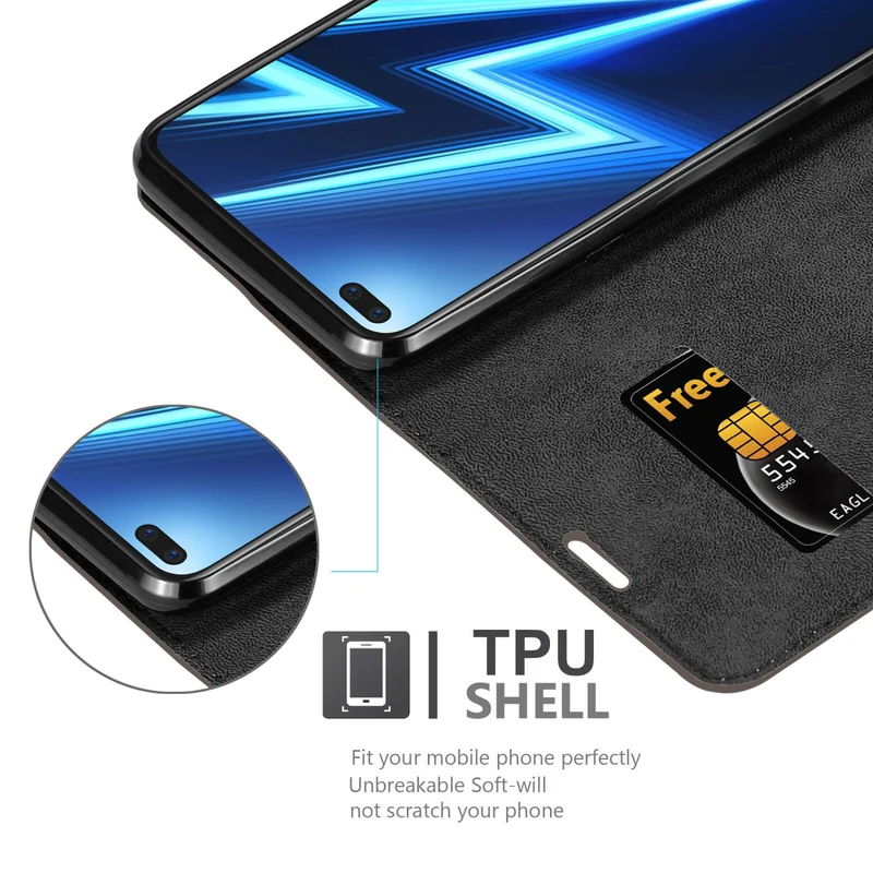 Cadorabo Hülle kompatibel mit Realme 6 PRO Schutzhülle mit Magnetverschluss, Standfunktion und Kartenfach