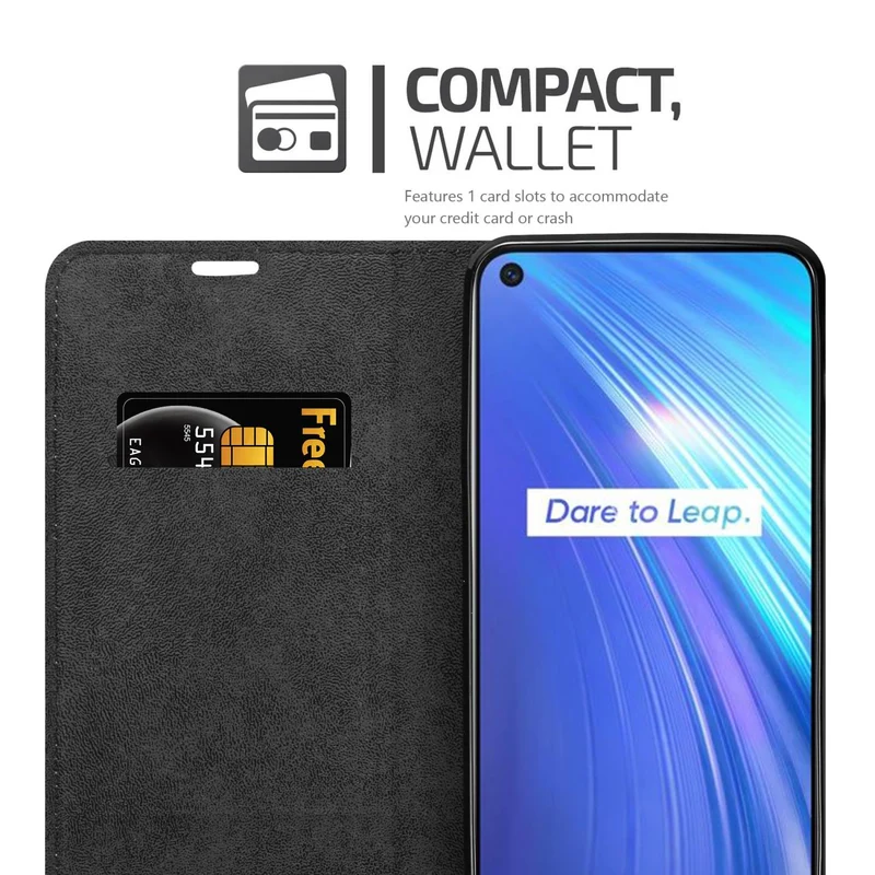 Cadorabo Hülle kompatibel mit Realme 6 4G / 6s Schutzhülle mit Magnetverschluss, Standfunktion und Kartenfach