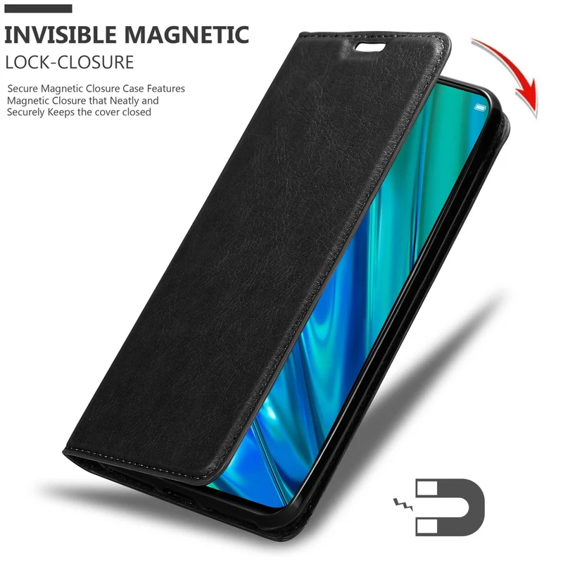 Cadorabo Hülle kompatibel mit Realme 5 PRO / Realme Q Schutzhülle mit Magnetverschluss, Standfunktion und Kartenfach