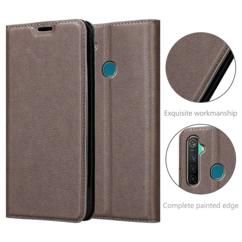 Cadorabo Hülle kompatibel mit Realme 5 PRO / Realme Q Schutzhülle mit Magnetverschluss, Standfunktion und Kartenfach