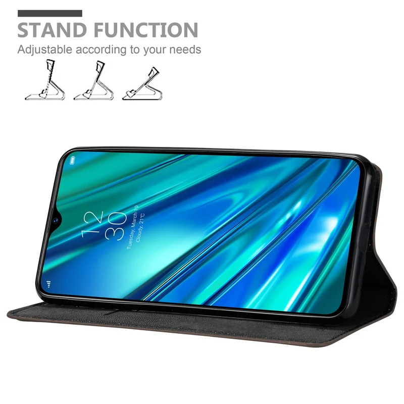 Cadorabo Hülle kompatibel mit Realme 5 PRO / Realme Q Schutzhülle mit Magnetverschluss, Standfunktion und Kartenfach