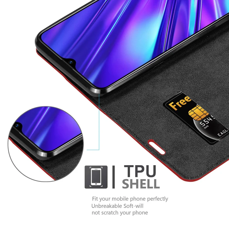 Cadorabo Hülle kompatibel mit Realme 5 / 5i / 6i / C3 Schutzhülle mit Magnetverschluss, Standfunktion und Kartenfach