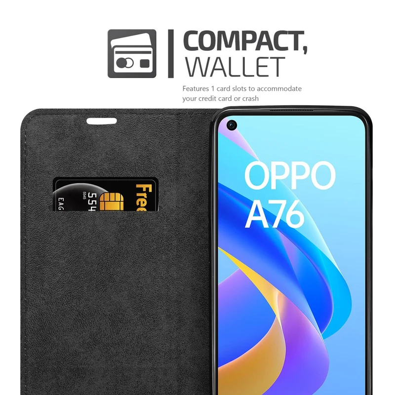 Cadorabo Hülle kompatibel mit Oppo A36 / A76 / A96 4G / K10 4G / Realme 9i Schutzhülle mit Magnetverschluss, Standfunktion und Kartenfach