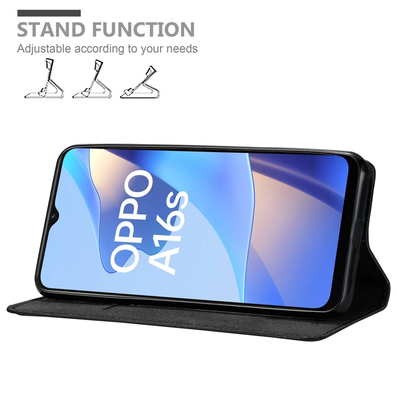 Cadorabo Hülle kompatibel mit Oppo A16s / A54s Schutzhülle mit Magnetverschluss, Standfunktion und Kartenfach