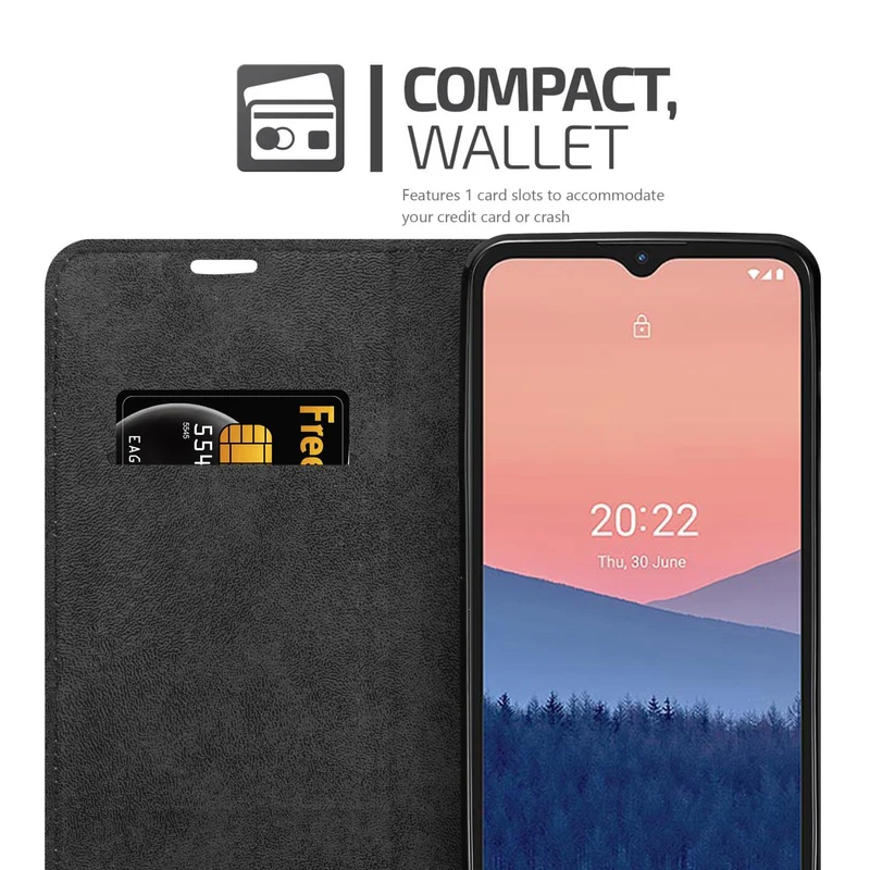 Cadorabo Hülle kompatibel mit Nokia C21 Schutzhülle mit Magnetverschluss, Standfunktion und Kartenfach