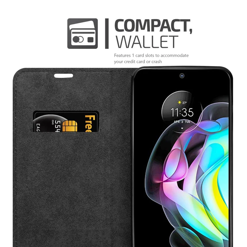 Cadorabo Hülle kompatibel mit Motorola EDGE 20 Schutzhülle mit Magnetverschluss, Standfunktion und Kartenfach