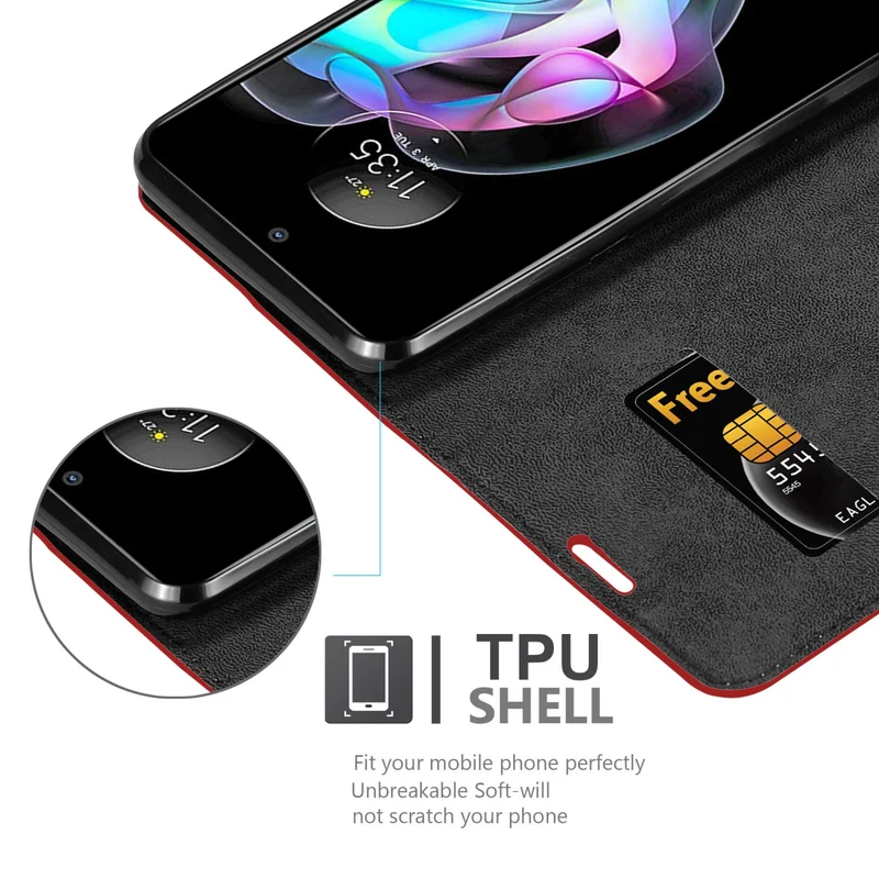 Cadorabo Hülle kompatibel mit Motorola EDGE 20 Schutzhülle mit Magnetverschluss, Standfunktion und Kartenfach