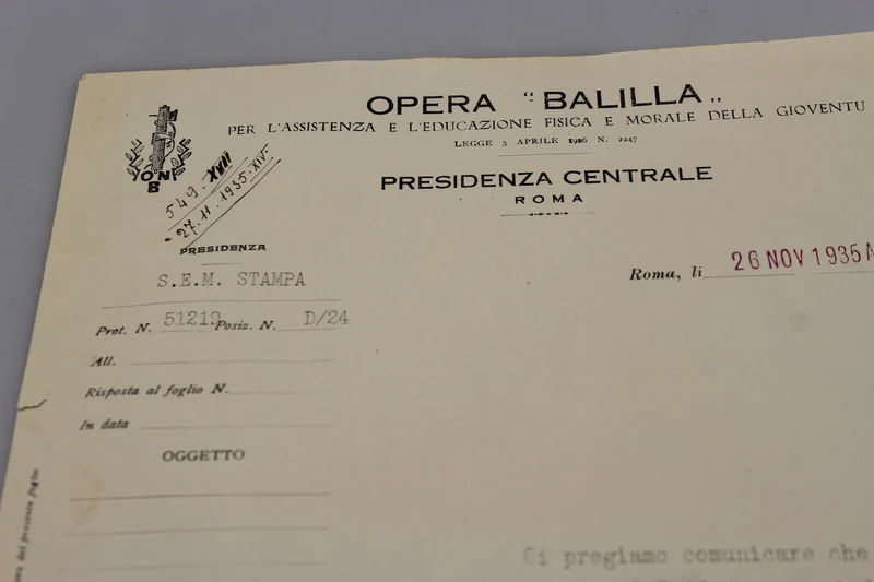 Opera Balilla Rundschreiben – 1935
