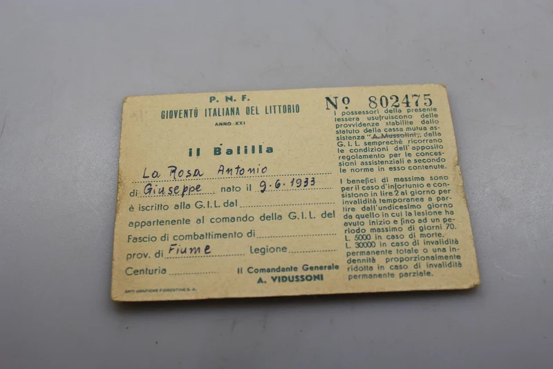 GIL - Balilla XXI° EF-Karte