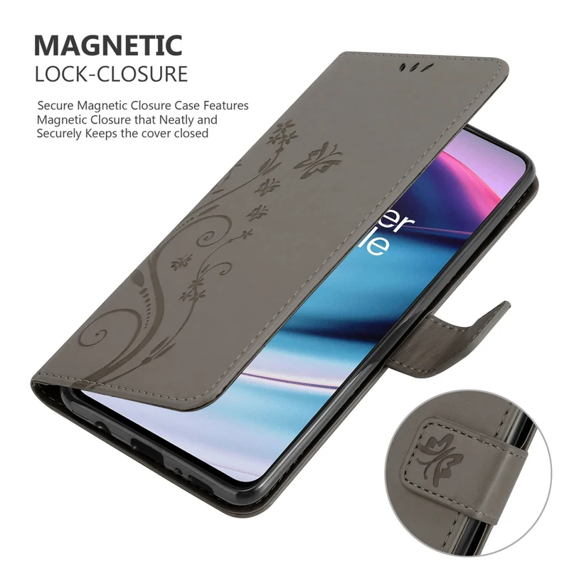 Cadorabo Hülle kompatibel mit OnePlus Nord CE 5G Schutzhülle im Blumen Design mit Magnetverschluss, Standfunktion und Kartenfächern