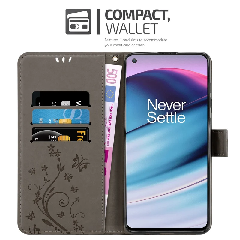 Cadorabo Hülle kompatibel mit OnePlus Nord CE 5G Schutzhülle im Blumen Design mit Magnetverschluss, Standfunktion und Kartenfächern