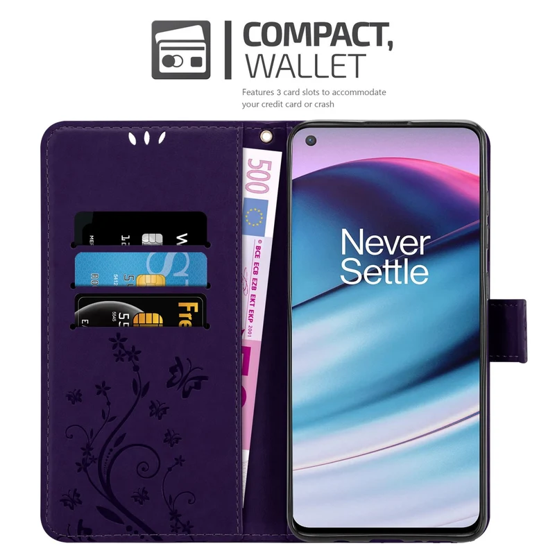 Cadorabo Hülle kompatibel mit OnePlus Nord CE 5G Schutzhülle im Blumen Design mit Magnetverschluss, Standfunktion und Kartenfächern