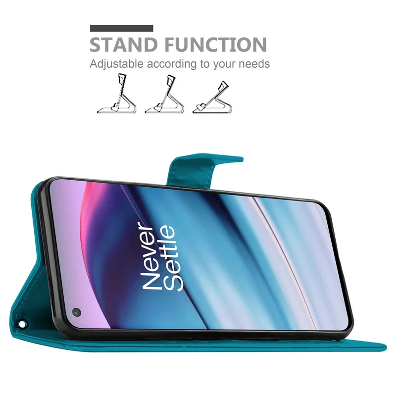 Cadorabo Hülle kompatibel mit OnePlus Nord CE 5G Schutzhülle im Blumen Design mit Magnetverschluss, Standfunktion und Kartenfächern