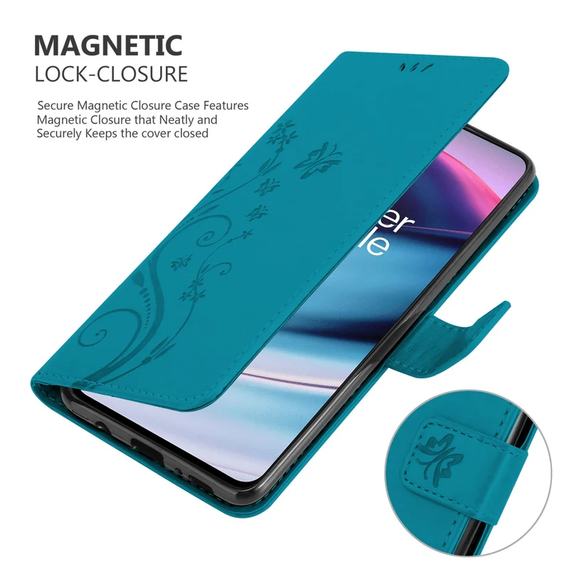 Cadorabo Hülle kompatibel mit OnePlus Nord CE 5G Schutzhülle im Blumen Design mit Magnetverschluss, Standfunktion und Kartenfächern