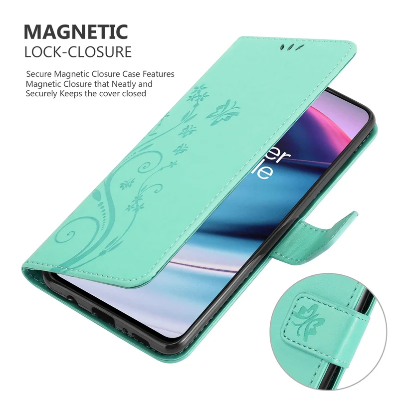 Cadorabo Hülle kompatibel mit OnePlus Nord CE 5G Schutzhülle im Blumen Design mit Magnetverschluss, Standfunktion und Kartenfächern