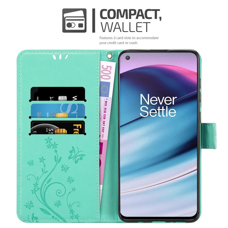Cadorabo Hülle kompatibel mit OnePlus Nord CE 5G Schutzhülle im Blumen Design mit Magnetverschluss, Standfunktion und Kartenfächern