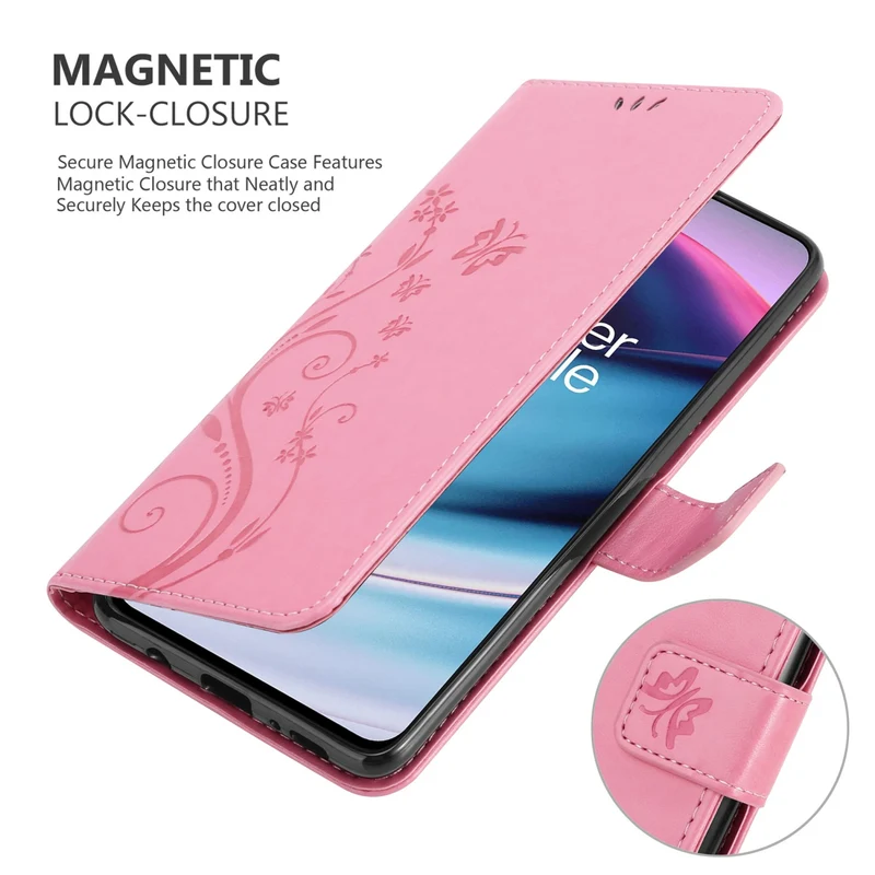 Cadorabo Hülle kompatibel mit OnePlus Nord CE 5G Schutzhülle im Blumen Design mit Magnetverschluss, Standfunktion und Kartenfächern