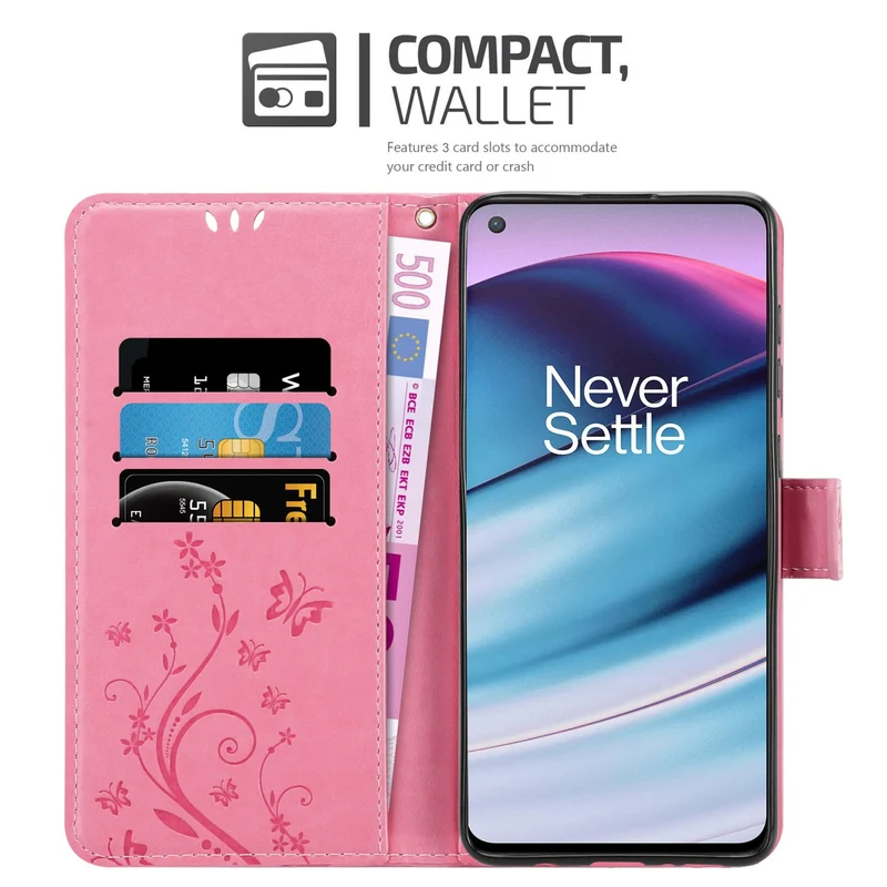 Cadorabo Hülle kompatibel mit OnePlus Nord CE 5G Schutzhülle im Blumen Design mit Magnetverschluss, Standfunktion und Kartenfächern