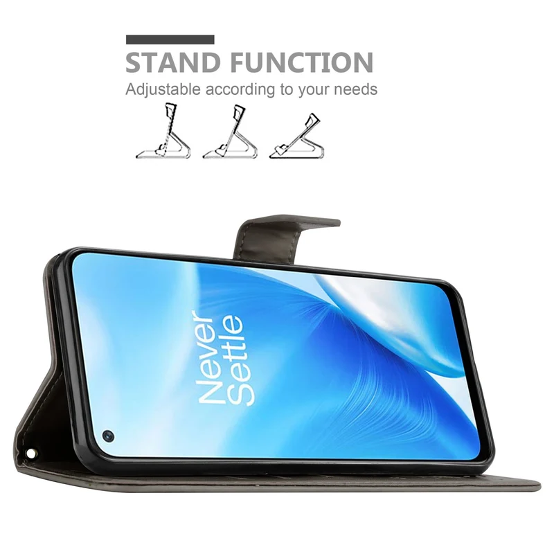 Cadorabo Hülle kompatibel mit OnePlus Nord N200 5G Schutzhülle im Blumen Design mit Magnetverschluss, Standfunktion und Kartenfächern