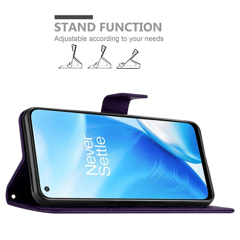 Cadorabo Hülle kompatibel mit OnePlus Nord N200 5G Schutzhülle im Blumen Design mit Magnetverschluss, Standfunktion und Kartenfächern