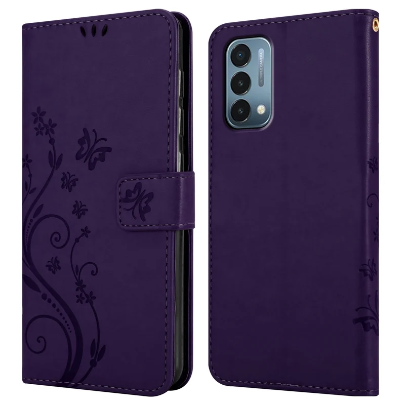 Cadorabo Hülle kompatibel mit OnePlus Nord N200 5G Schutzhülle im Blumen Design mit Magnetverschluss, Standfunktion und Kartenfächern
