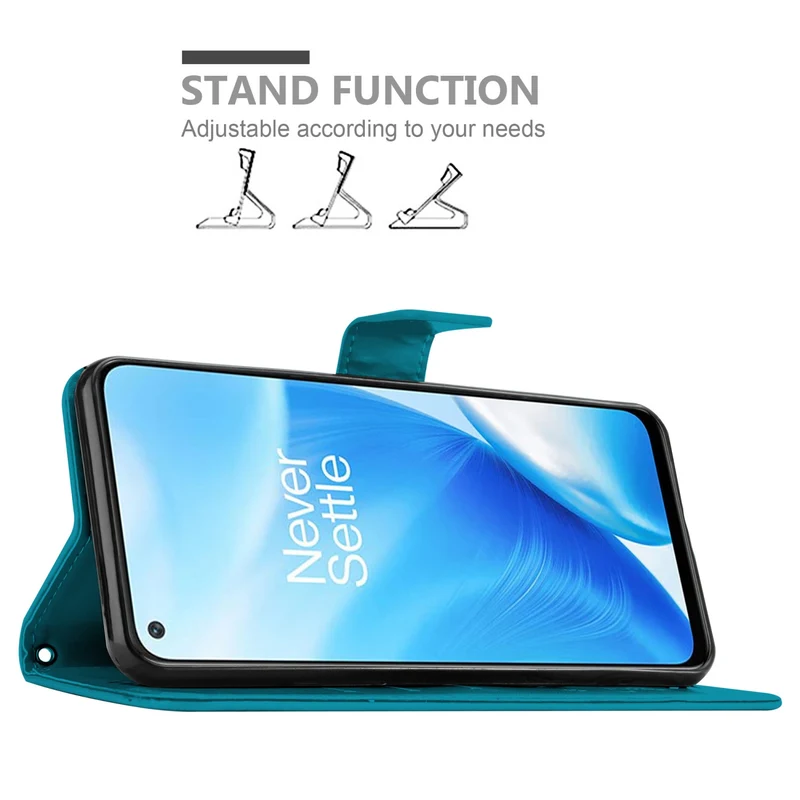 Cadorabo Hülle kompatibel mit OnePlus Nord N200 5G Schutzhülle im Blumen Design mit Magnetverschluss, Standfunktion und Kartenfächern