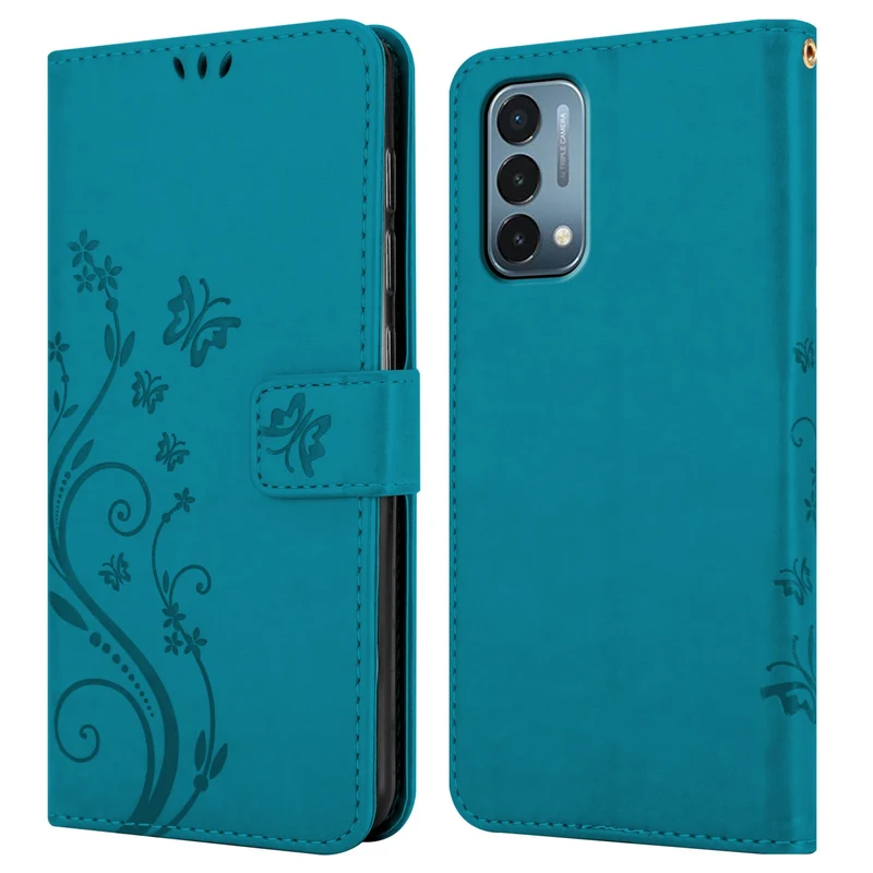 Cadorabo Hülle kompatibel mit OnePlus Nord N200 5G Schutzhülle im Blumen Design mit Magnetverschluss, Standfunktion und Kartenfächern