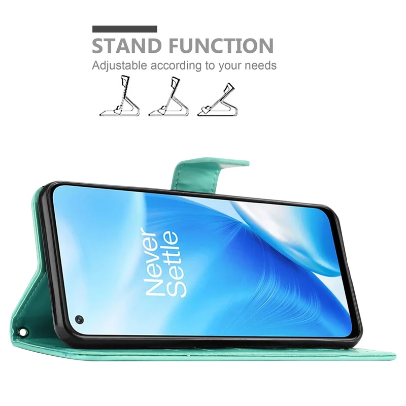 Cadorabo Hülle kompatibel mit OnePlus Nord N200 5G Schutzhülle im Blumen Design mit Magnetverschluss, Standfunktion und Kartenfächern