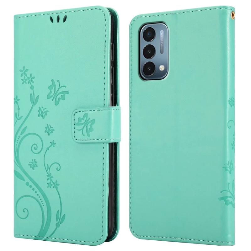 Cadorabo Hülle kompatibel mit OnePlus Nord N200 5G Schutzhülle im Blumen Design mit Magnetverschluss, Standfunktion und Kartenfächern