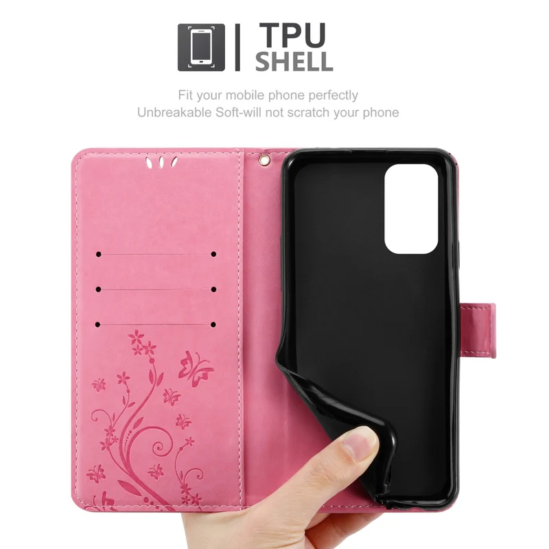 Cadorabo Hülle kompatibel mit OnePlus Nord N200 5G Schutzhülle im Blumen Design mit Magnetverschluss, Standfunktion und Kartenfächern