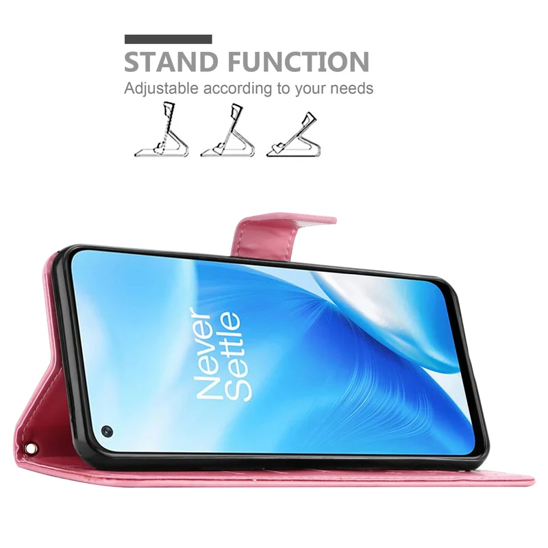 Cadorabo Hülle kompatibel mit OnePlus Nord N200 5G Schutzhülle im Blumen Design mit Magnetverschluss, Standfunktion und Kartenfächern