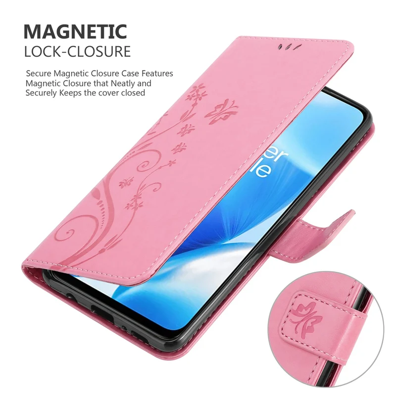 Cadorabo Hülle kompatibel mit OnePlus Nord N200 5G Schutzhülle im Blumen Design mit Magnetverschluss, Standfunktion und Kartenfächern