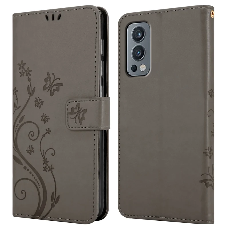 Cadorabo Hülle kompatibel mit OnePlus Nord 2 5G Schutzhülle im Blumen Design mit Magnetverschluss, Standfunktion und Kartenfächern