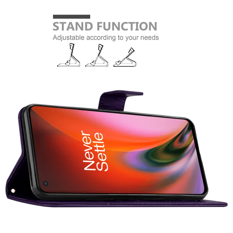 Cadorabo Hülle kompatibel mit OnePlus Nord 2 5G Schutzhülle im Blumen Design mit Magnetverschluss, Standfunktion und Kartenfächern