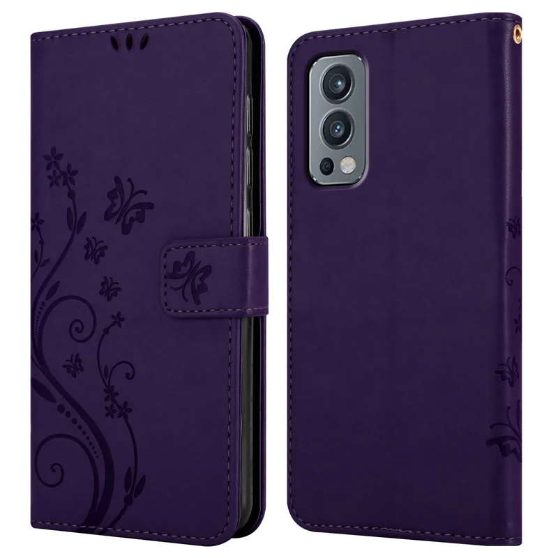 Cadorabo Hülle kompatibel mit OnePlus Nord 2 5G Schutzhülle im Blumen Design mit Magnetverschluss, Standfunktion und Kartenfächern