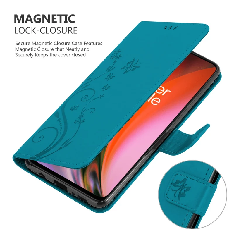 Cadorabo Hülle kompatibel mit OnePlus Nord 2 5G Schutzhülle im Blumen Design mit Magnetverschluss, Standfunktion und Kartenfächern