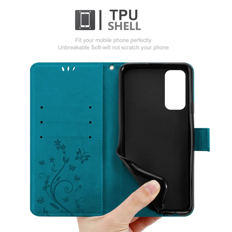 Cadorabo Hülle kompatibel mit OnePlus Nord 2 5G Schutzhülle im Blumen Design mit Magnetverschluss, Standfunktion und Kartenfächern