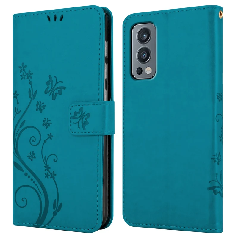 Cadorabo Hülle kompatibel mit OnePlus Nord 2 5G Schutzhülle im Blumen Design mit Magnetverschluss, Standfunktion und Kartenfächern