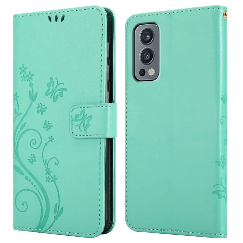 Cadorabo Hülle kompatibel mit OnePlus Nord 2 5G Schutzhülle im Blumen Design mit Magnetverschluss, Standfunktion und Kartenfächern